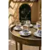 Acar Porselen Mavi Beyaz Desenli Kahve Fincanı Takımı 6lı