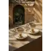 Acar Gold Desenli Porselen Kahve Seti 2li