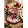 Acar Porselen Nar Desenli Kırmızı Renk Pasta Seti 7 Parça