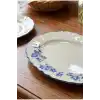 Acar Garden Mavi Çiçek Desenli Beyaz Porselen Oval Tabak 21x14 cm