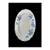 Acar Garden Mavi Çiçek Desenli Beyaz Porselen Oval Tabak 21x14 cm