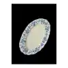 Acar Vintage Garden Mavi Çiçek Desenli Beyaz Porselen Oval Tabak 25x18 cm