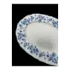 Acar Vintage Garden Mavi Çiçek Desenli Beyaz Porselen Oval Tabak 25x18 cm