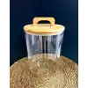 Cooker Ahşap Kapaklı Borosilikat Cam Kavanoz 3 L