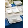Acar PORWM5375 Gold Detaylı Beyaz Kare Porselen Yemek Takımı 29 Parça