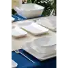 Acar PORWM5375 Gold Detaylı Beyaz Kare Porselen Yemek Takımı 29 Parça