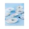 Acar SR6230 Mirosa Desenli Mavi-Beyaz Porselen Brunch Seti 6 Kişilik 21 Parça