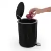 Ansan ANS E66-06 Lenox Pedallı Plastik Siyah Çöp Kovası 5 L 21 x 28 cm