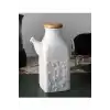 Gönül GNL3457 Bambu Kapaklı Beyaz Porselen Yağdanlık 1 lt