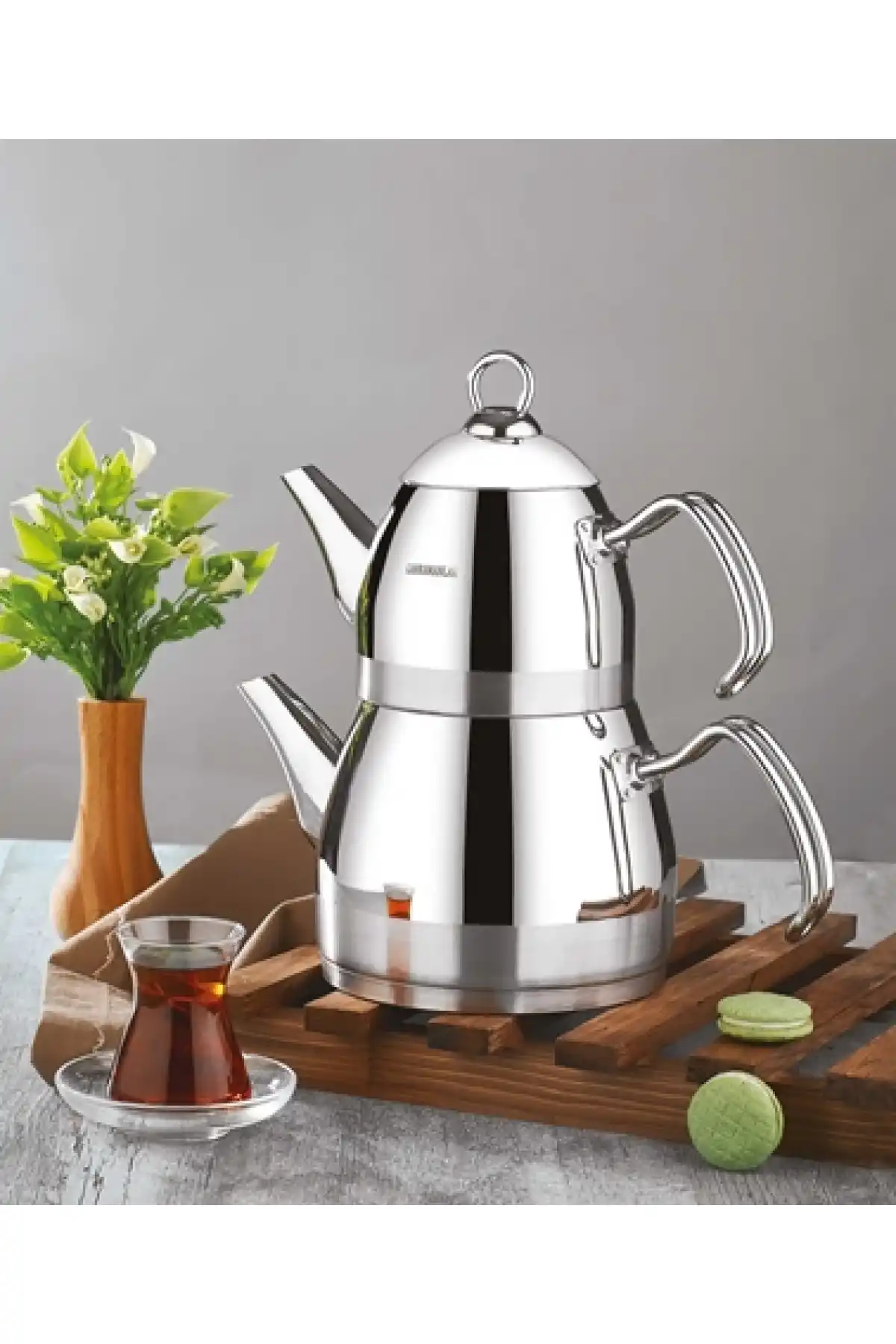 Kahramanlar KAH 181 Orta Roma Platin Çaydanlık 1.20/2.20lt