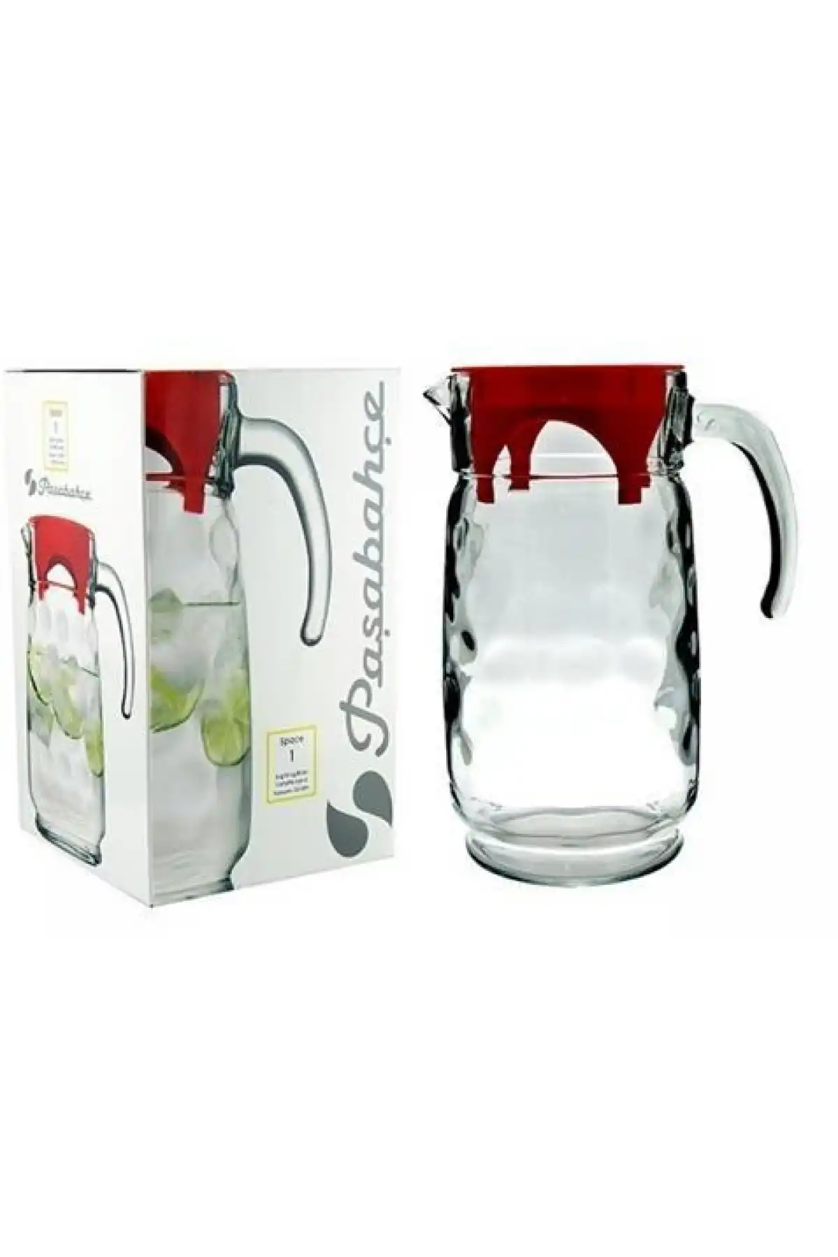 Paşabahçe 43794 Rings Kırmızı Kapaklı Cam Sürahi 1700 cc