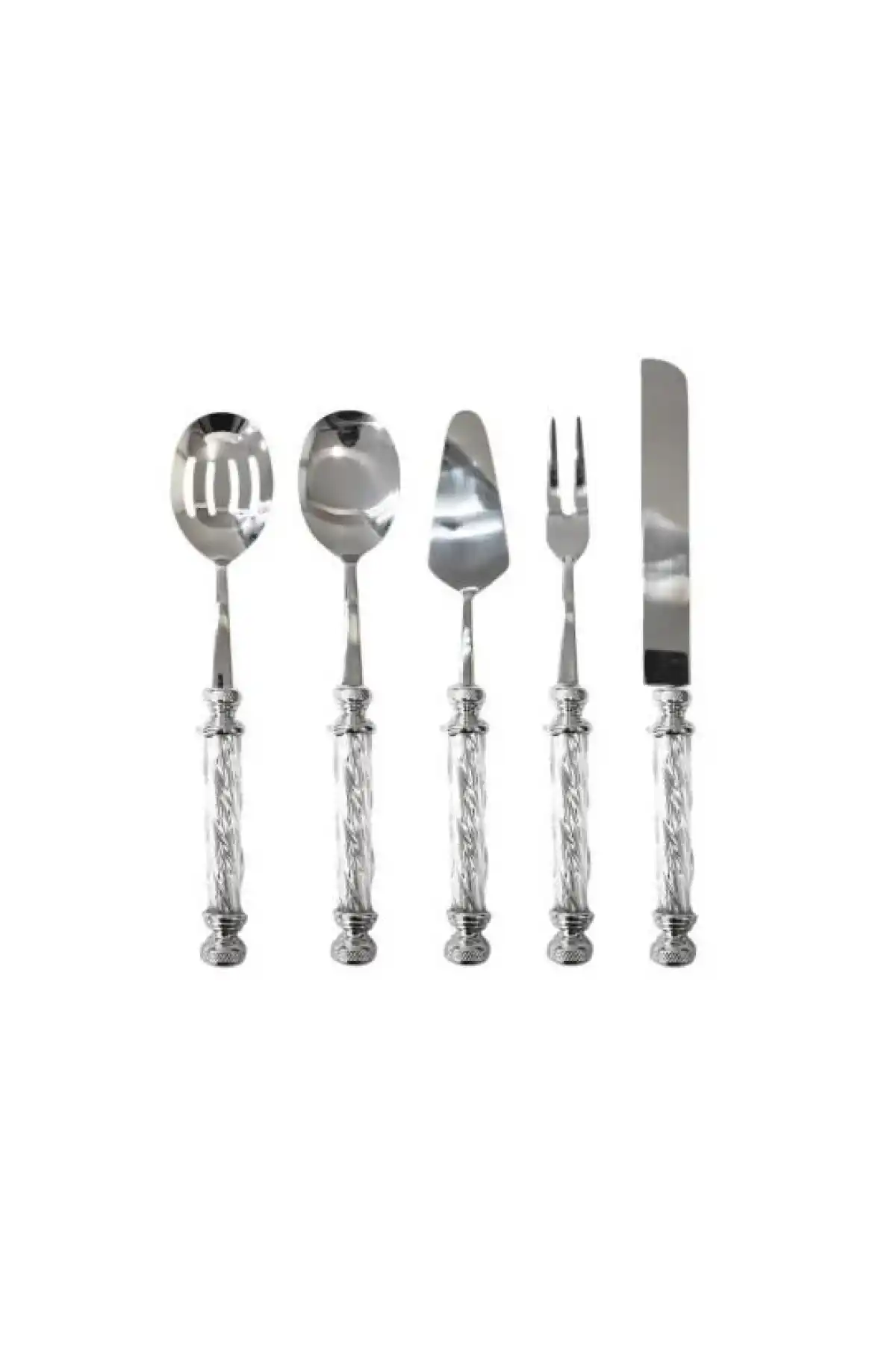 Rek Cam Gümüş 5Prç Servis Seti