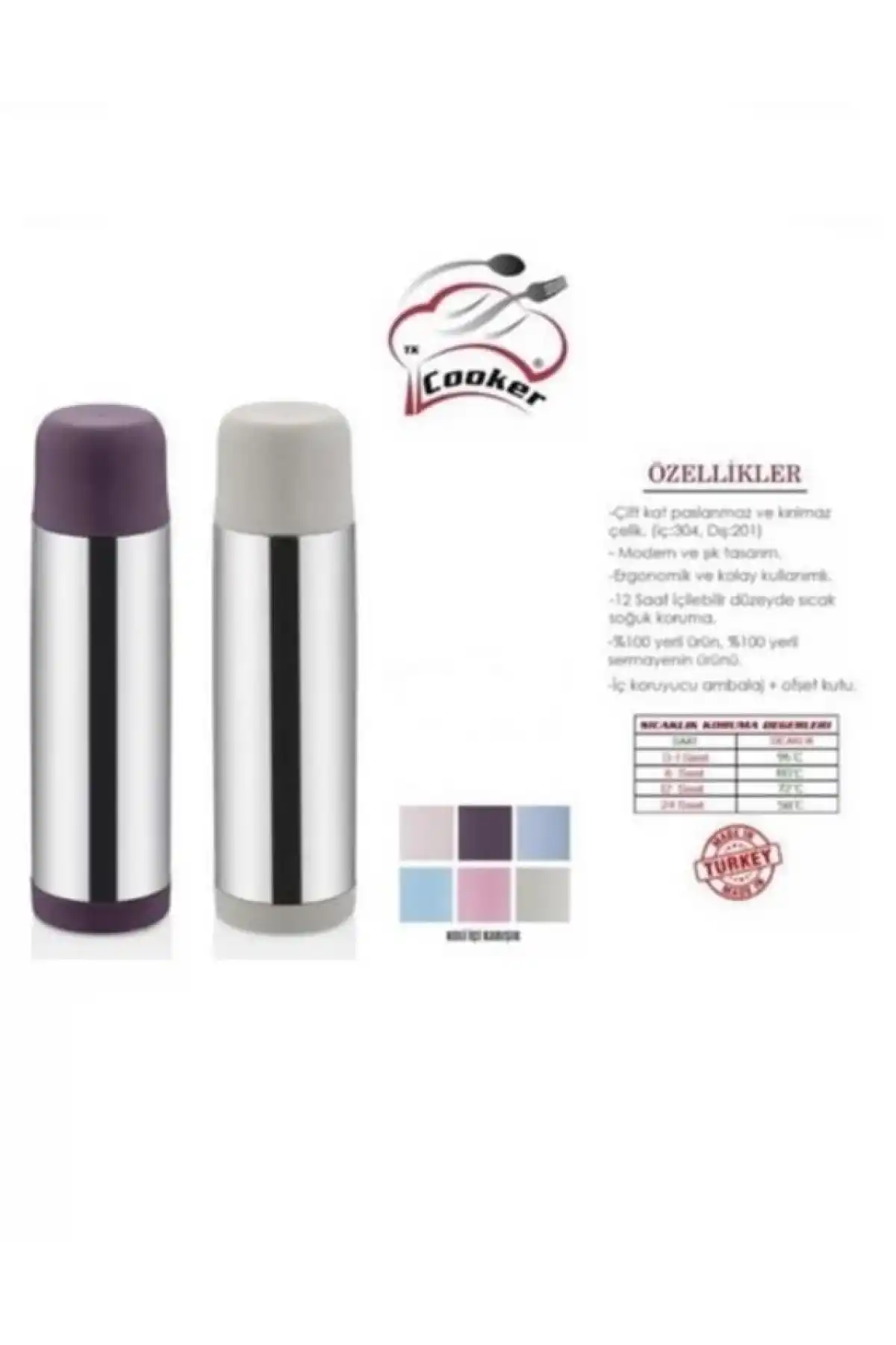 Cooker CKR2002 Çelik Tüp Termos 750 Cc Tekli