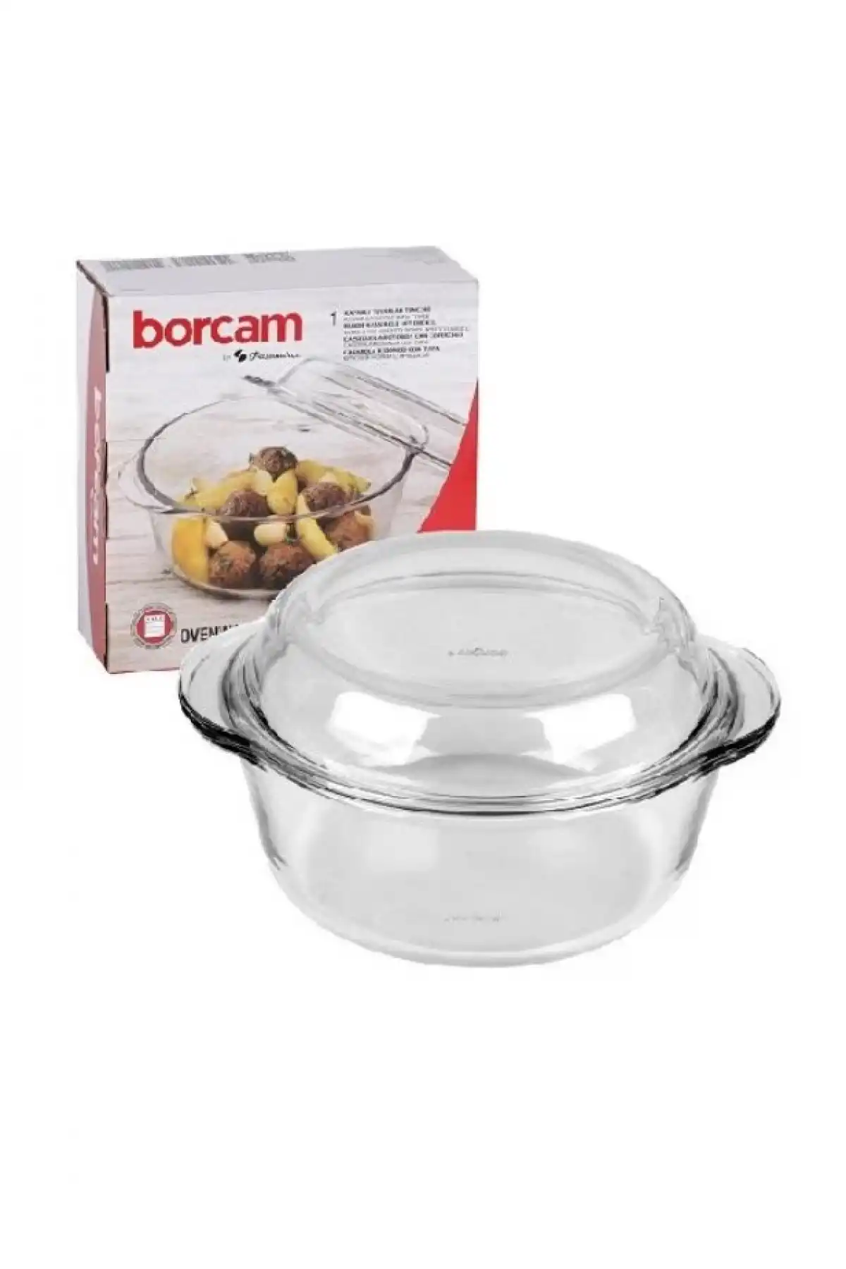 Paşabahçe 59023 Yuvarlak Kapaklı Borcam Tencere 21.8x18.7cm 1450 cc