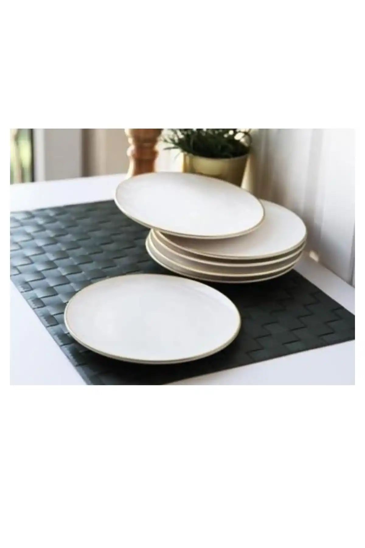 Gönül 2805 Beyaz Gold Seramik Pasta Tabağı 6 Lı