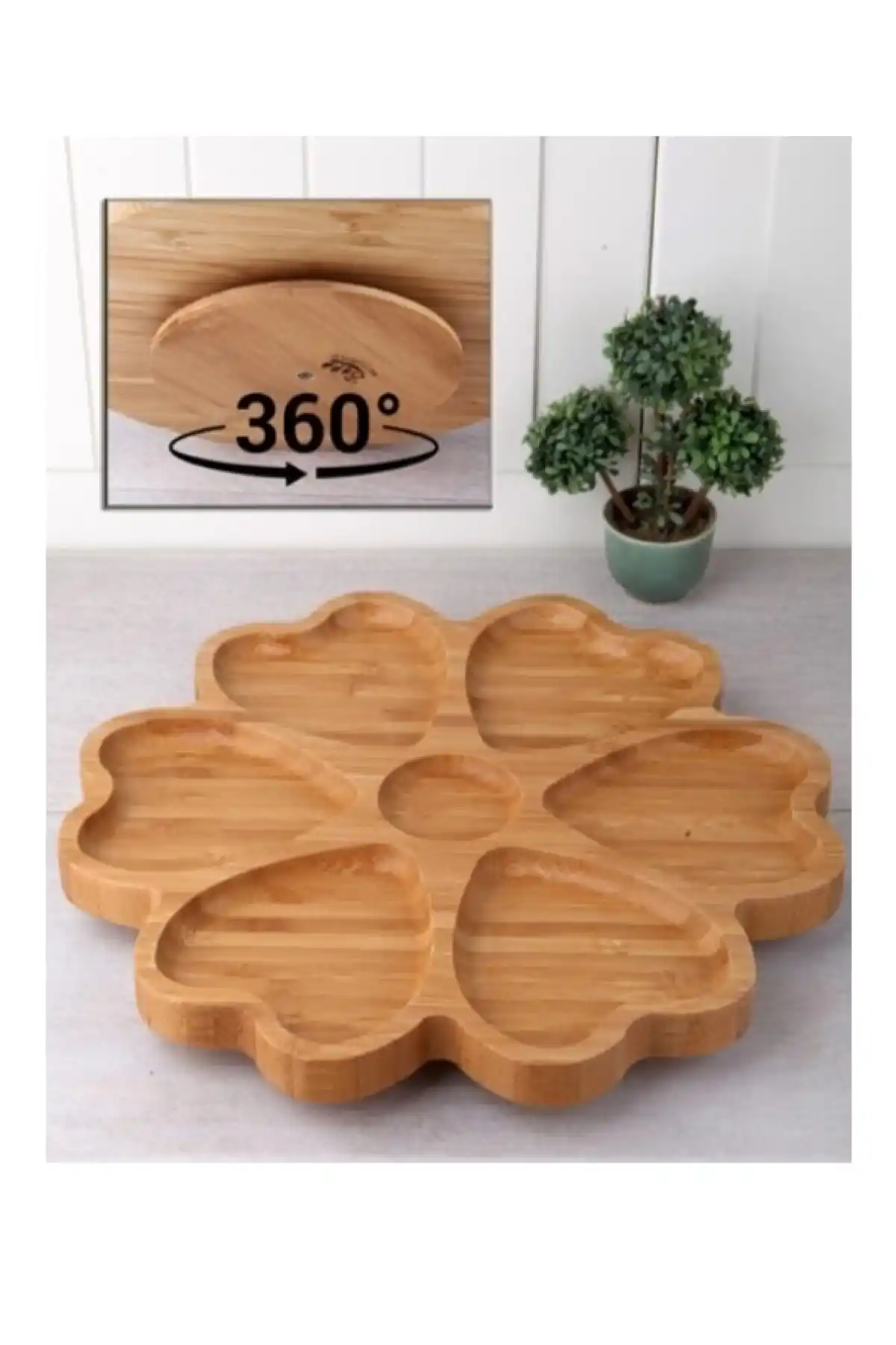 Balsa KDS3030 Döner Bambu Sunum Tabağı 7 Bölmeli