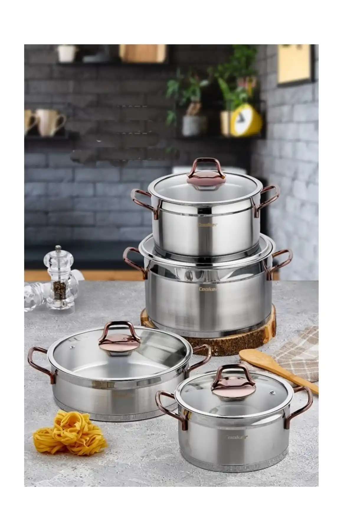 Cooker CKR2875 Çelik Tencere Seti 8 Parça