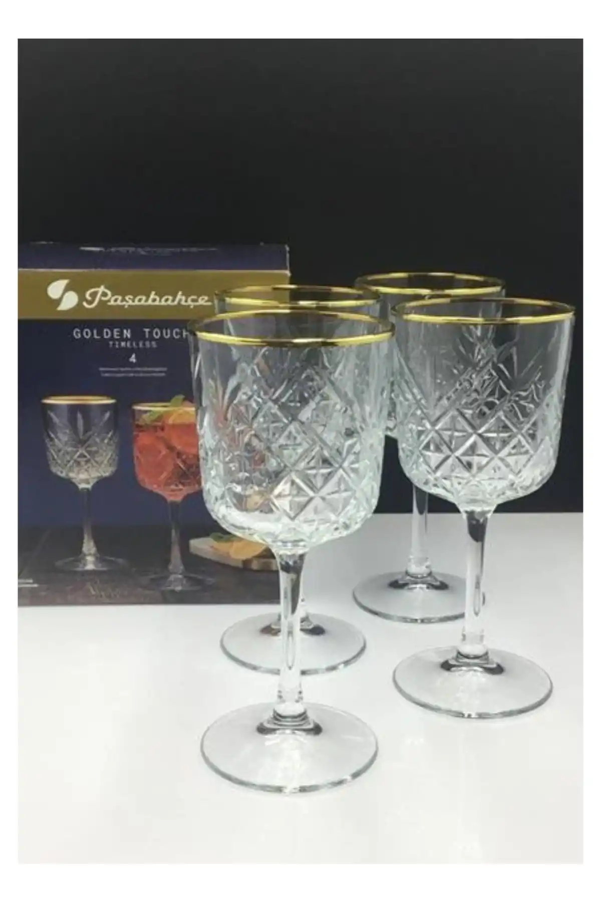 Paşabahçe 440276 Timeless Yaldızlı Şarap Kadehi 330 cc 4lü