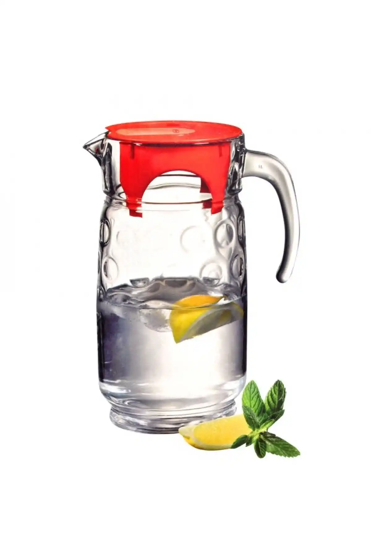 Paşabahçe 43794 Rings Kırmızı Kapaklı Cam Sürahi 1700 cc