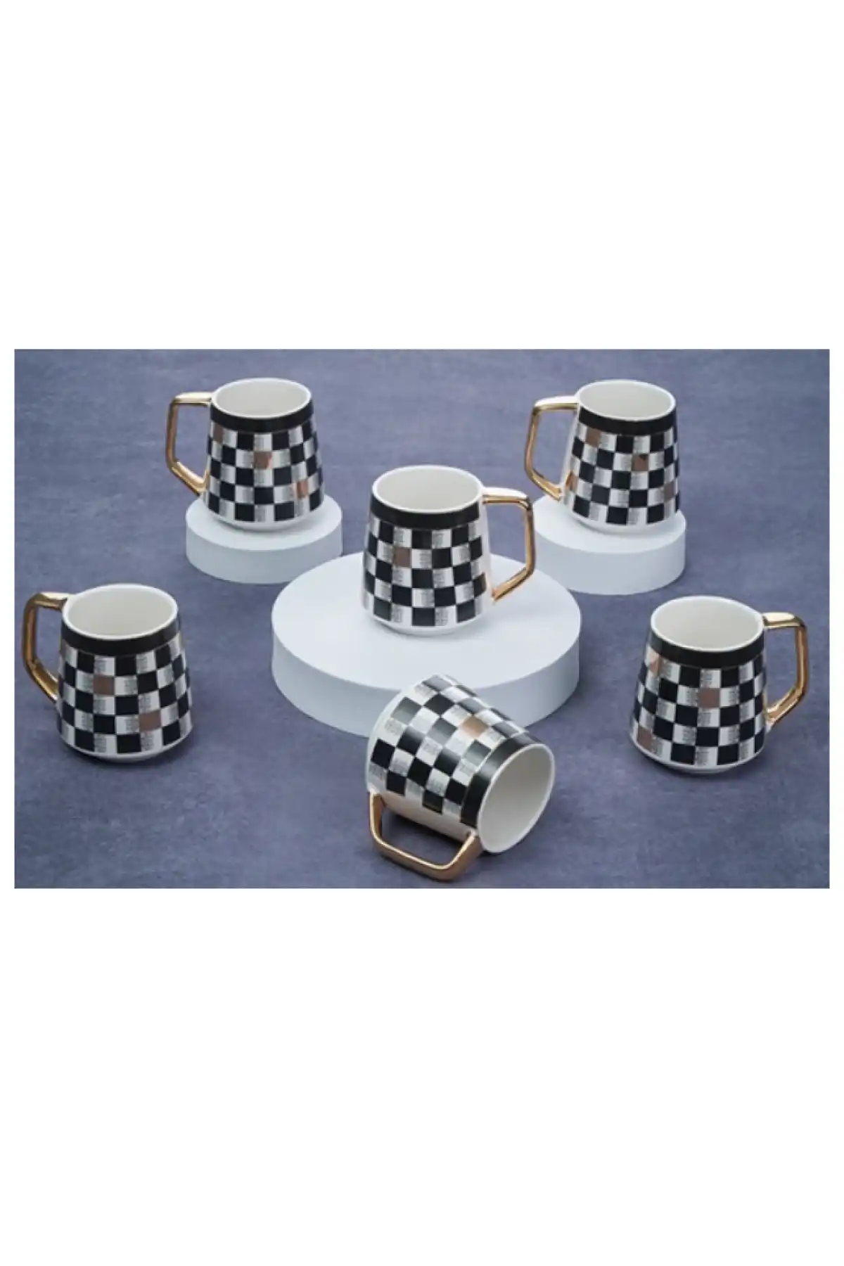 Acar KAI21.0197 My Mug Gold Detaylı Dama Desenli Kupa 150 ml 1 Adet