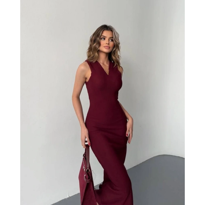 Ottoman Kumaş V Aksesuarlı Elbise