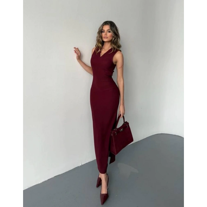 Ottoman Kumaş V Aksesuarlı Elbise