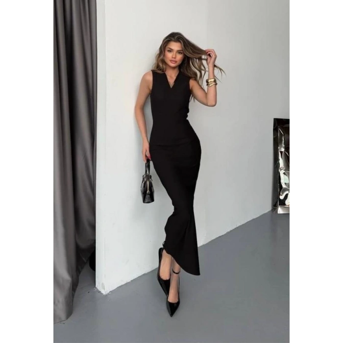 Ottoman Kumaş V Aksesuarlı Elbise