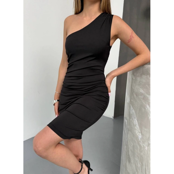 Tek Omuz Mini Elbise