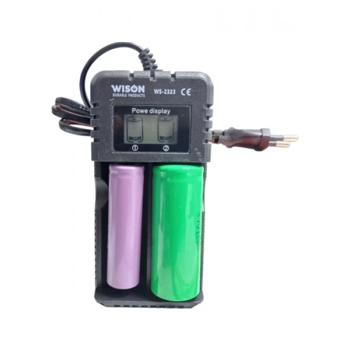 WİSON WS-2323 PİL ŞARJ ALETİ 2Lİ EKRANLI 1200MAH 18650-26650-16340-14500-AA-AAA