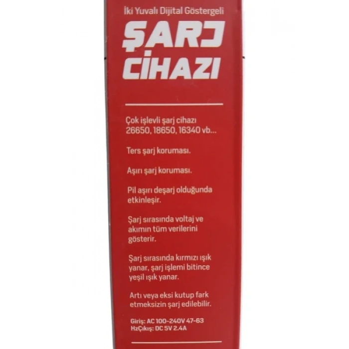 WİSON WS-2323 PİL ŞARJ ALETİ 2Lİ EKRANLI 1200MAH 18650-26650-16340-14500-AA-AAA