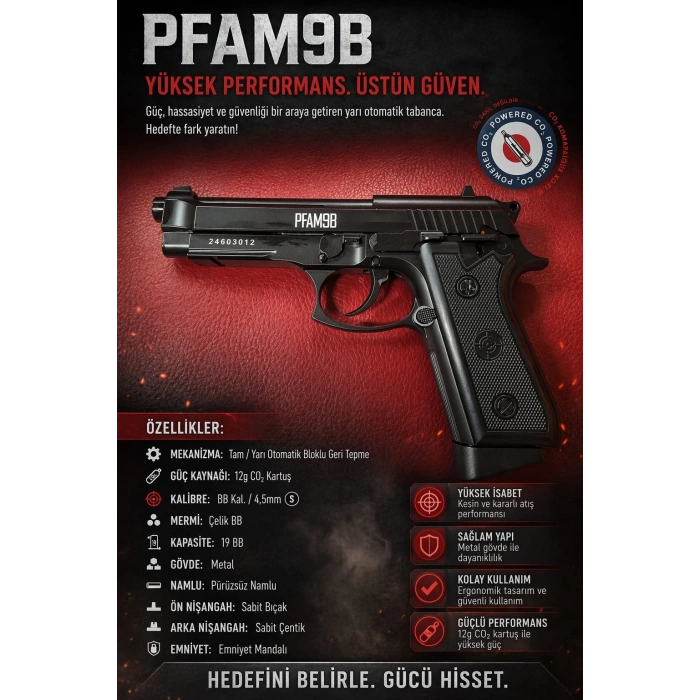 CROSMAN PFAM9B FULL OTOMATİK 4.5 MM BLOWBACK HAVALI TABANCA