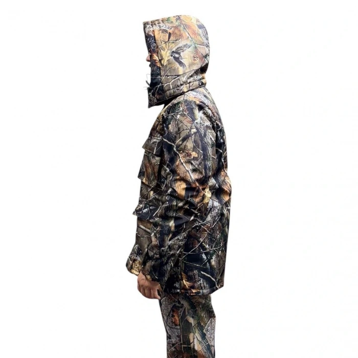 AVCILIK ORMAN DESEN ÇULLUK SETTER BASKILI RÜZGAR SU GEÇİRMEZ ÇIKMA KAPÜŞONLU SOĞUK İKLİM KABAN