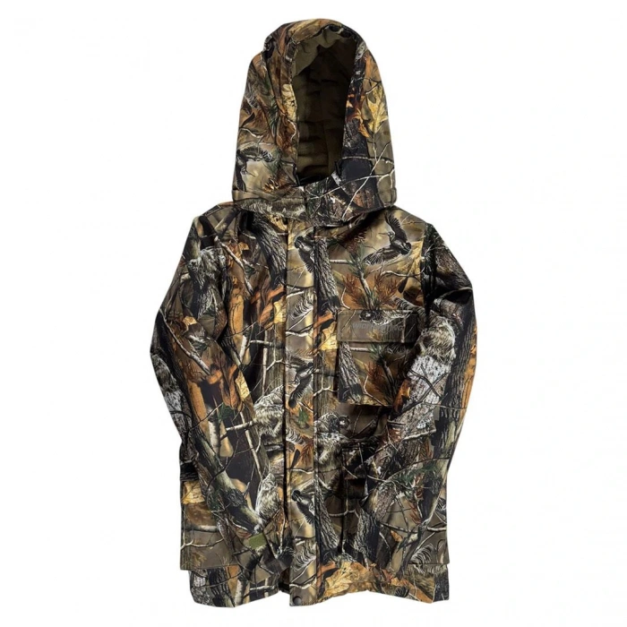 AVCILIK ORMAN DESEN ÇULLUK SETTER BASKILI RÜZGAR SU GEÇİRMEZ ÇIKMA KAPÜŞONLU SOĞUK İKLİM KABAN