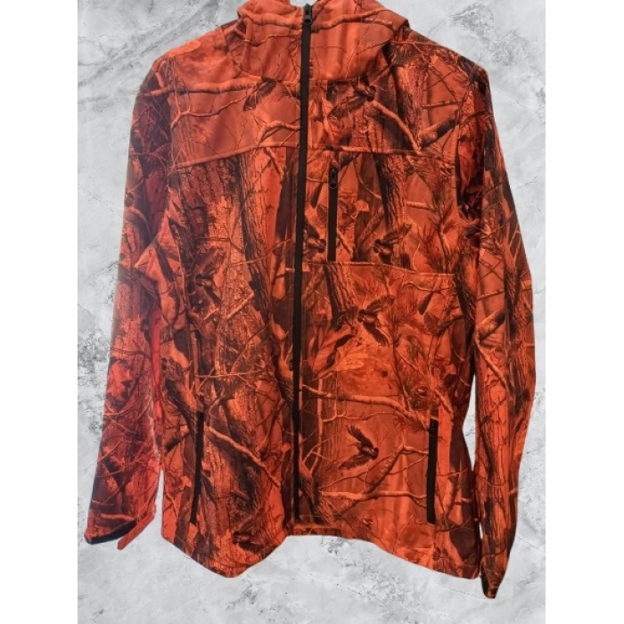 HUNTER AVCILIK SU VE RÜZGAR GEÇİRMEZ KAMUFLAJ ORANGE DESENLİ SOFTSHELL KIŞLIK MONT