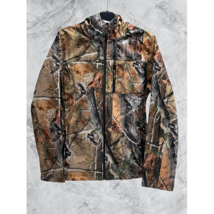HUNTER AVCILIK SU VE RÜZGAR GEÇİRMEZ KAMUFLAJ ORANGE VE ORMAN DESENLİ SOFTSHELL KIŞLIK MONT