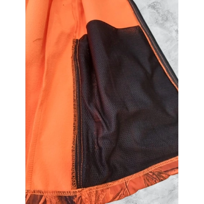 HUNTER AVCILIK SU VE RÜZGAR GEÇİRMEZ KAMUFLAJ ORANGE DESENLİ SOFTSHELL KIŞLIK MONT