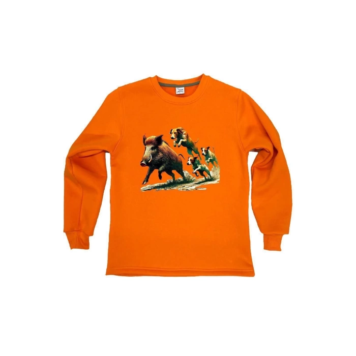 HUNTER AVCILIK TASARIM BASKILI REGULAR FİT BİSİKLET YAKA SWEATSHİRT