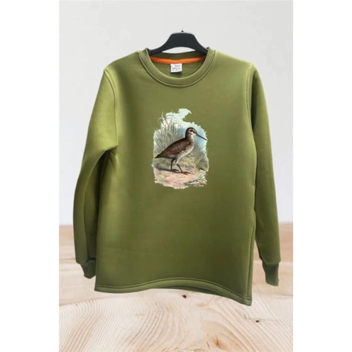 HUNTER AVCILIK TASARIM BASKILI REGULAR FİT BİSİKLET YAKA SWEATSHİRT