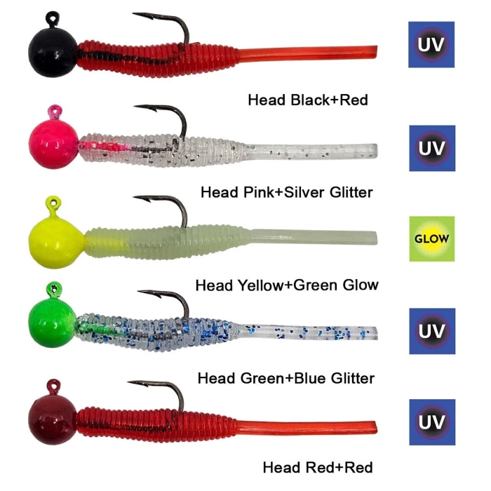 KENDO HOOK WORM JİGHEAD+LRF SİLİKONU 2GR+4.5CM 5 ADET