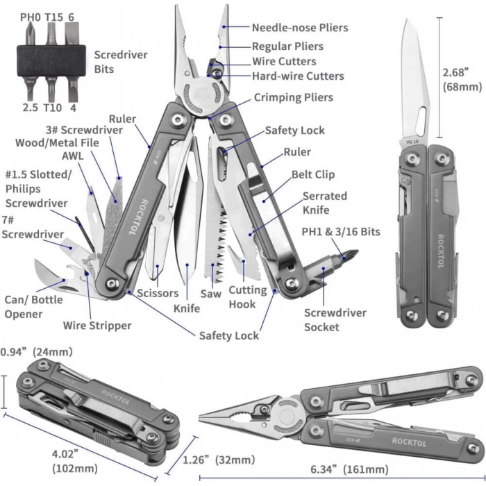 ROCKTOL 27 FONKSİYONLU MULTİTOOL PENSE KILIFLI