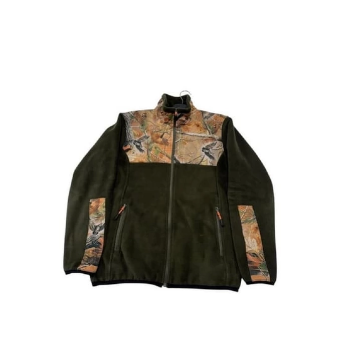 WİDİ HUNTER ORMAN DESEN ÇULLUK BASKILI GARNİLİ TAM FERMUARLI DİK YAKA  POLAR