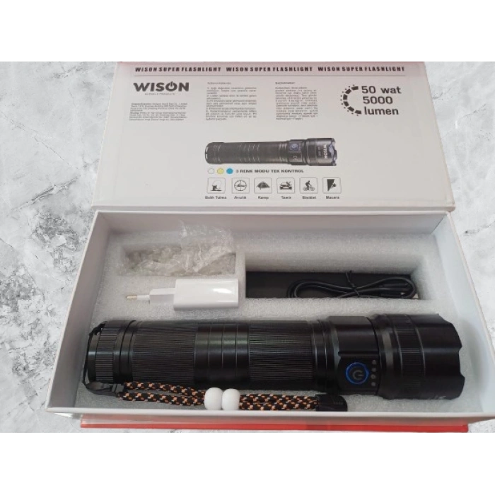 WİSON PROFESYONEL AVCI EL FENERİ 3 RENK MODU TEK KONTROL 50 WATT/ 5000L WS-6520