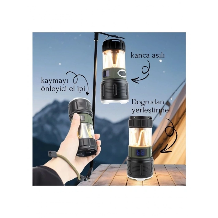 WİSON WS-705 ŞARJLI KAMP LAMBASI 10W 1000 LÜMEN | POWERBANK ÖZELLİKLİ ÇOK FONKSİYONLU LED FENER | TYPE-C ŞARJLI SU GEÇİRMEZ