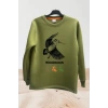 HUNTER AVCILIK TASARIM BASKILI REGULAR FİT BİSİKLET YAKA SWEATSHİRT