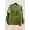 HUNTER AVCILIK TASARIM BASKILI REGULAR FİT BİSİKLET YAKA SWEATSHİRT
