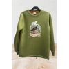 HUNTER AVCILIK TASARIM BASKILI REGULAR FİT BİSİKLET YAKA SWEATSHİRT