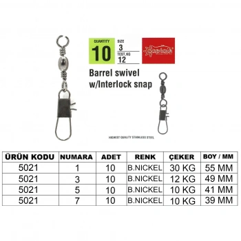 CAPTAİN 5021 KİLİTLİ KLİPS 10LU PAKET BLACK NİKEL SİZE:5
