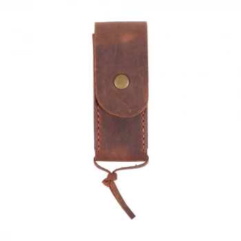 DERİ ÇAKI KILIFI , L , KOYU KAHVE