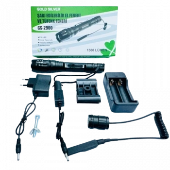GOLD SİLVER ŞARJ EDİLEBİLİR EL VE TÜFEK FENERİ GS-2900