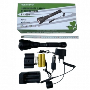 GOLD SİLVER ŞARJ EDİLEBİLİR EL VE TÜFEK FENERİ GS-3000